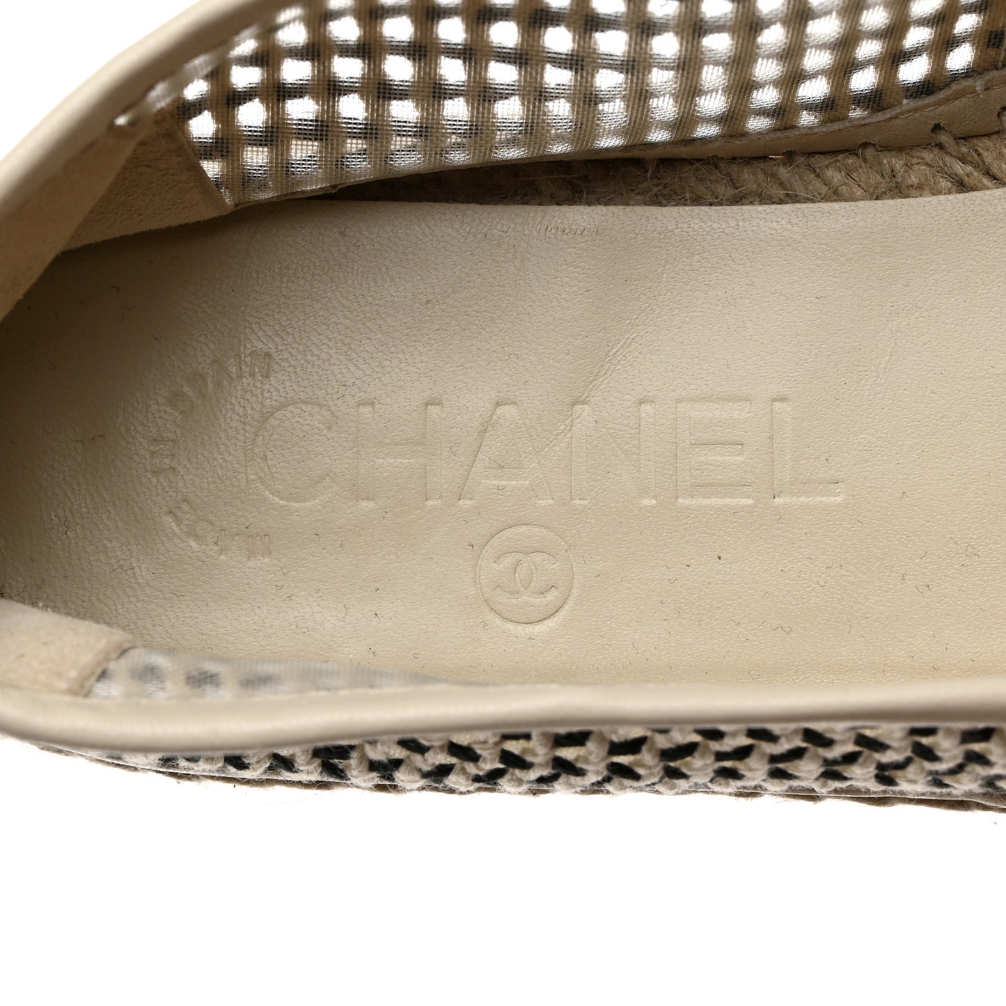 Mesh Grosgrain CC Espadrilles 37 Beige Black