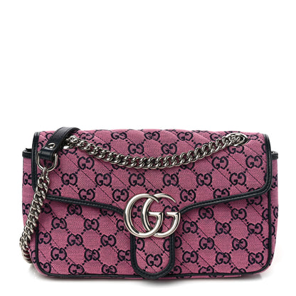 Gucci Monogram Multicolor Matelasse Diagonal Small GG Marmont Shoulder Bag Pink Blue 1 of 11