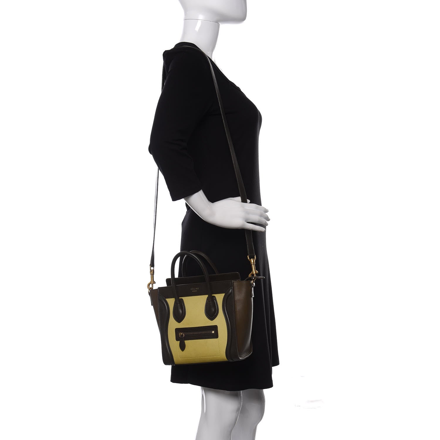 Celine Nubuck Smooth Calfskin Nano Tri-Color Luggage Chartreuse 2 of 10