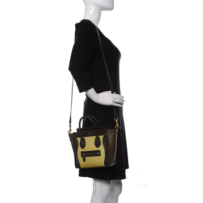 Celine Nubuck Smooth Calfskin Nano Tri-Color Luggage Chartreuse 2 of 10