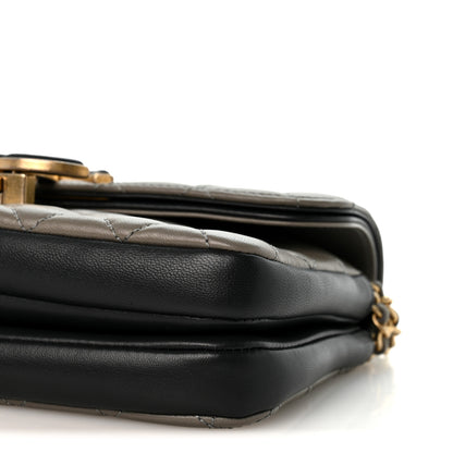 Chanel Lambskin Quilted Small CC Chic Flap Grey Dark Navy 10 of 12