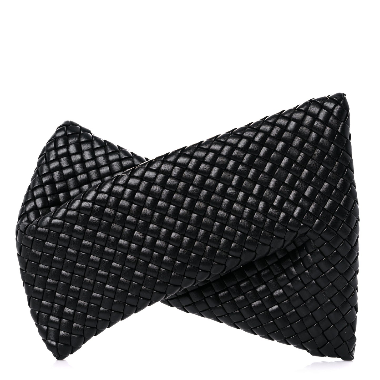 Nappa Intrecciato Crisscross Clutch Black