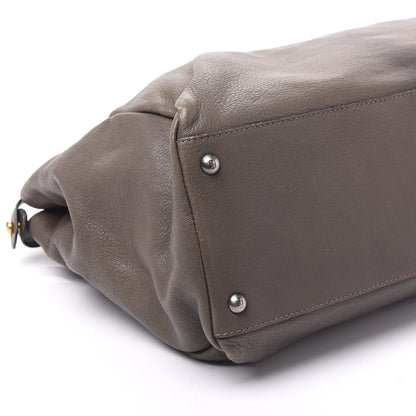 Fendi Goatskin Zucca Large Peekaboo Iconic Satchel Taupe Tobacco Moro 5 of 8