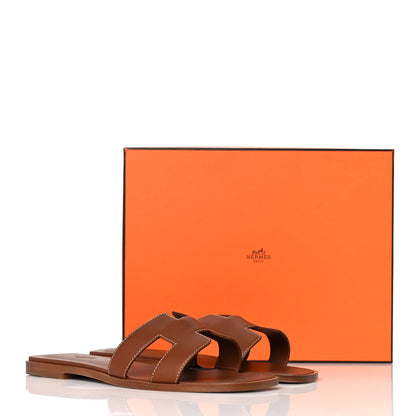 Hermes Box Calfskin Oran Sandals 40 Gold 9 of 9