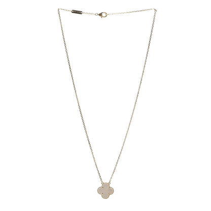 Van Cleef & Arpels 18K Yellow Gold Mother of Pearl Vintage Alhambra Pendant Necklace 3 of 8