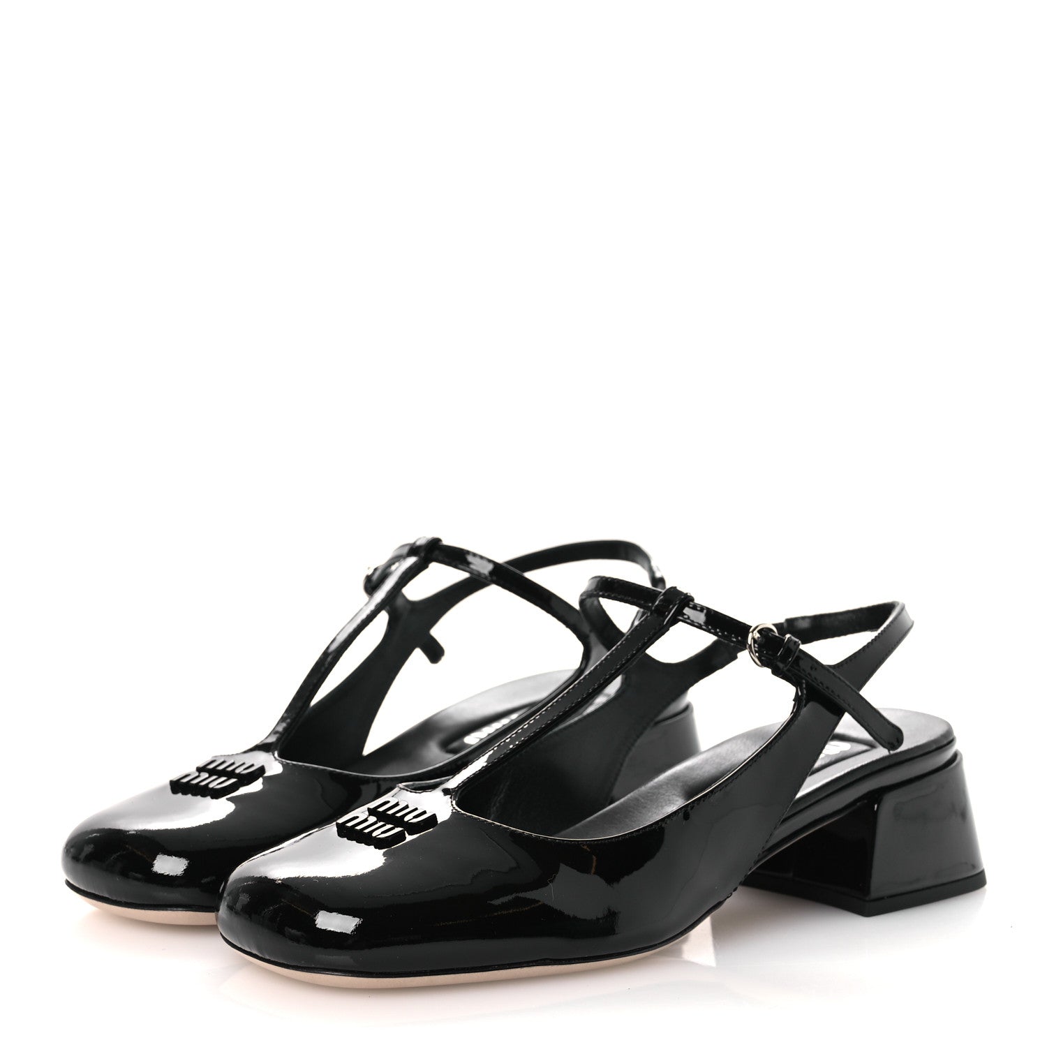 Miu Miu Vernice Slingback Mary Jane Pumps 37 Black 4 of 11