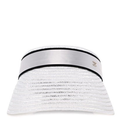 Chanel Abaca Cotton Ribbon Visor S Ecru White 6 of 7