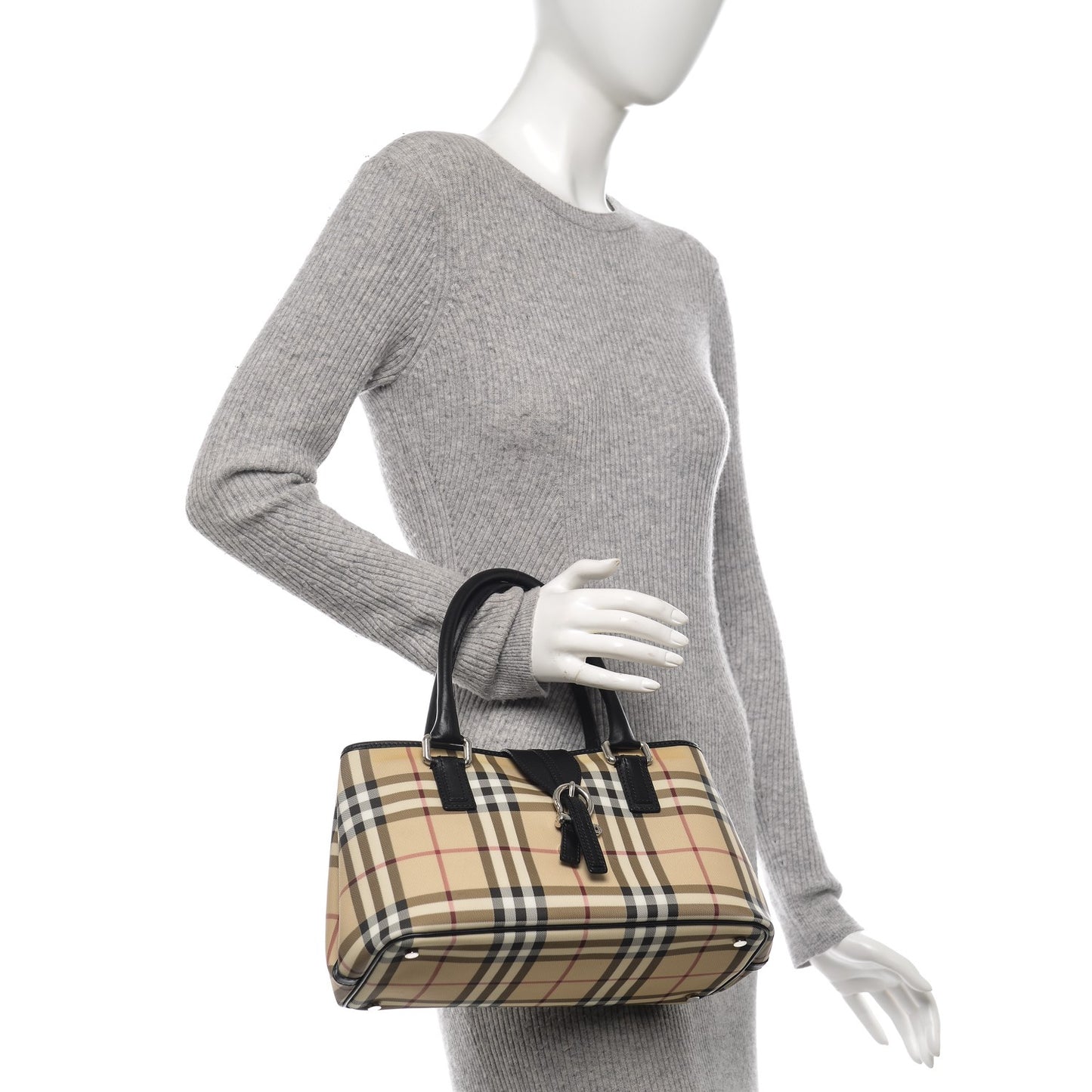 House Check Buckle Tote Black