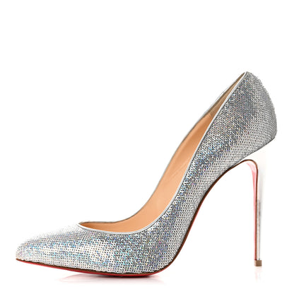 Christian Louboutin Paillettes Hotfix Specchio Pigalle Follies 100 Pumps 39 Silver 1 of 9