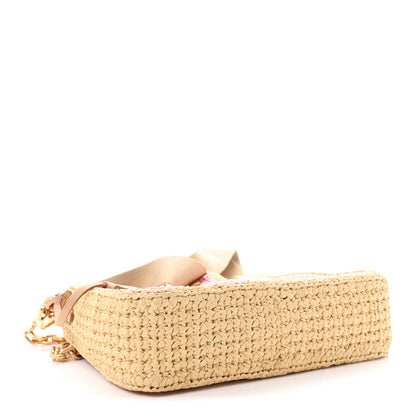Prada Yarn Raffia Effect Crochet Striped Re-Edition 2005 Shoulder Bag Naturale Petalo 4 of 11