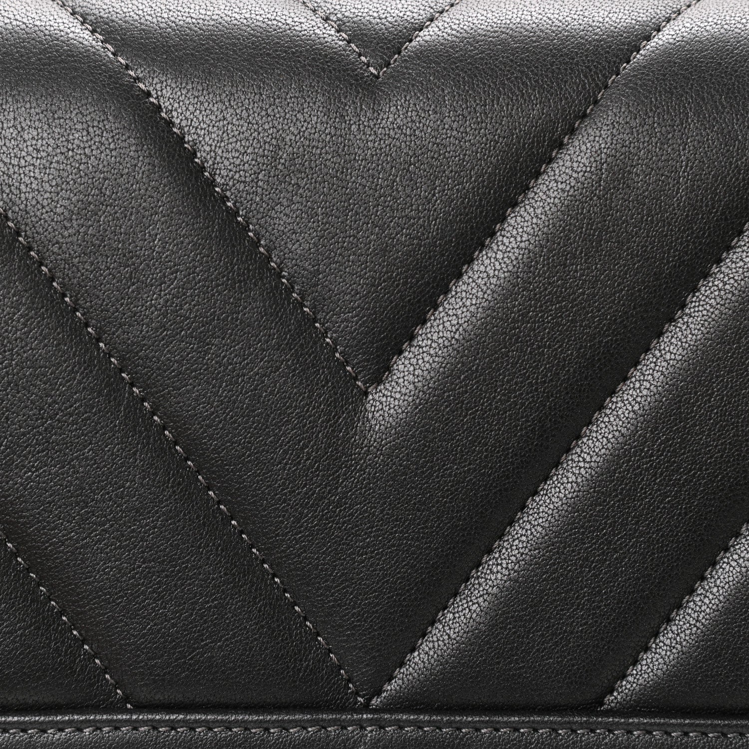 Chanel Sheepskin Chevron Quilted Vintage Mademoiselle Flap Dark Grey 8 of 10