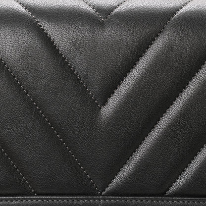 Chanel Sheepskin Chevron Quilted Vintage Mademoiselle Flap Dark Grey 8 of 10