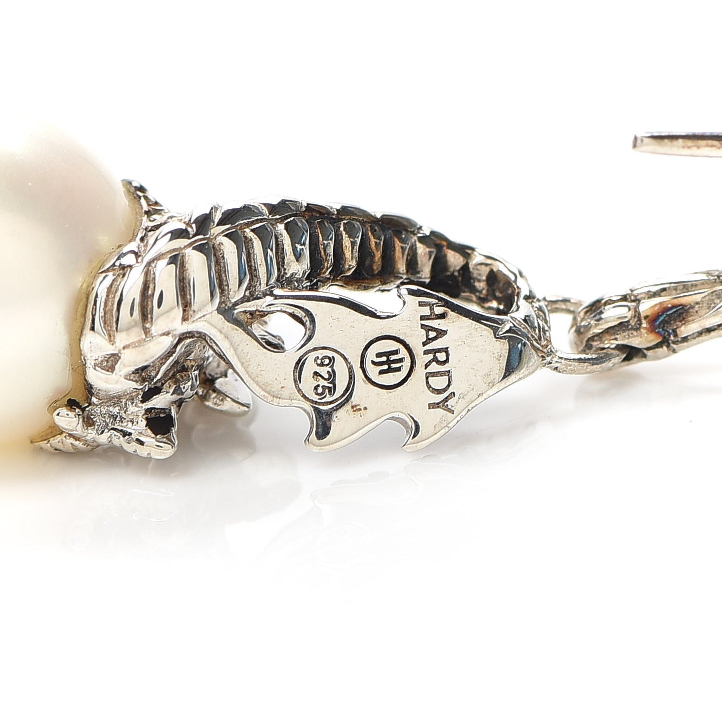 Sterling Silver Pearl Black Sapphire Ruby Naga Drop Earrings