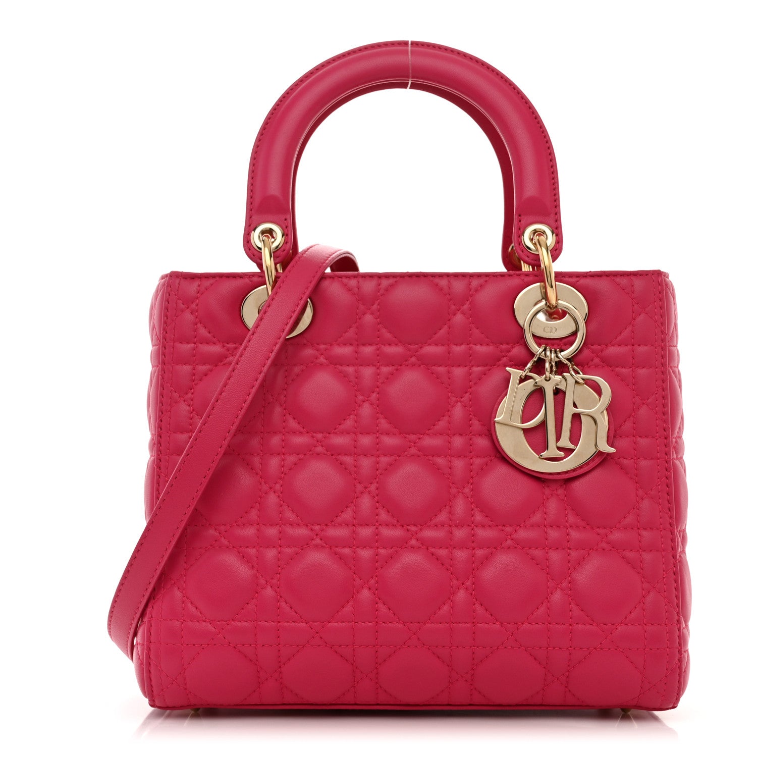 Christian Dior Lambskin Cannage Medium Lady Dior Fuchsia 1 of 10