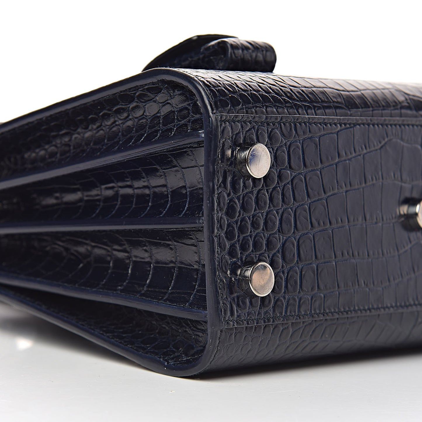 Calfskin Crocodile Embossed Nano Sac De Jour Navy