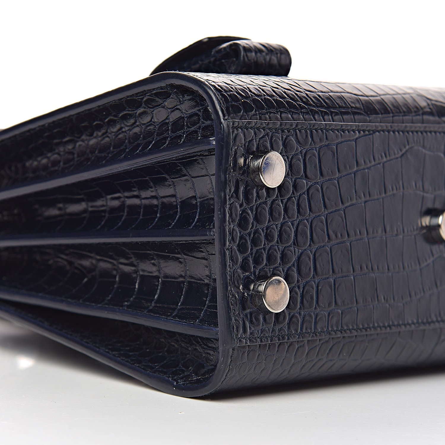Saint Laurent Calfskin Crocodile Embossed Nano Sac De Jour Navy 10 of 13