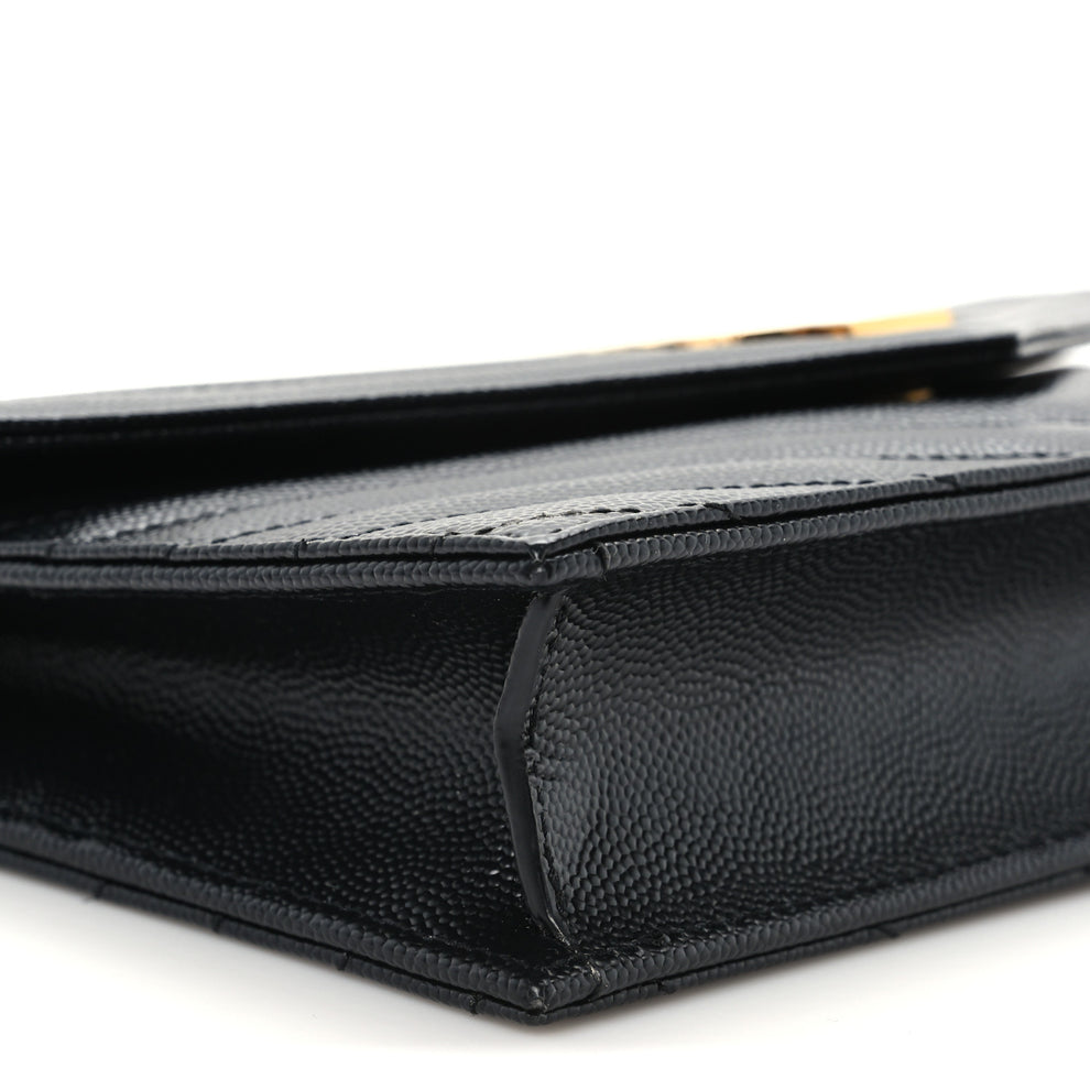 Saint Laurent Grain De Poudre Matelasse Chevron Monogram Envelope Chain ...