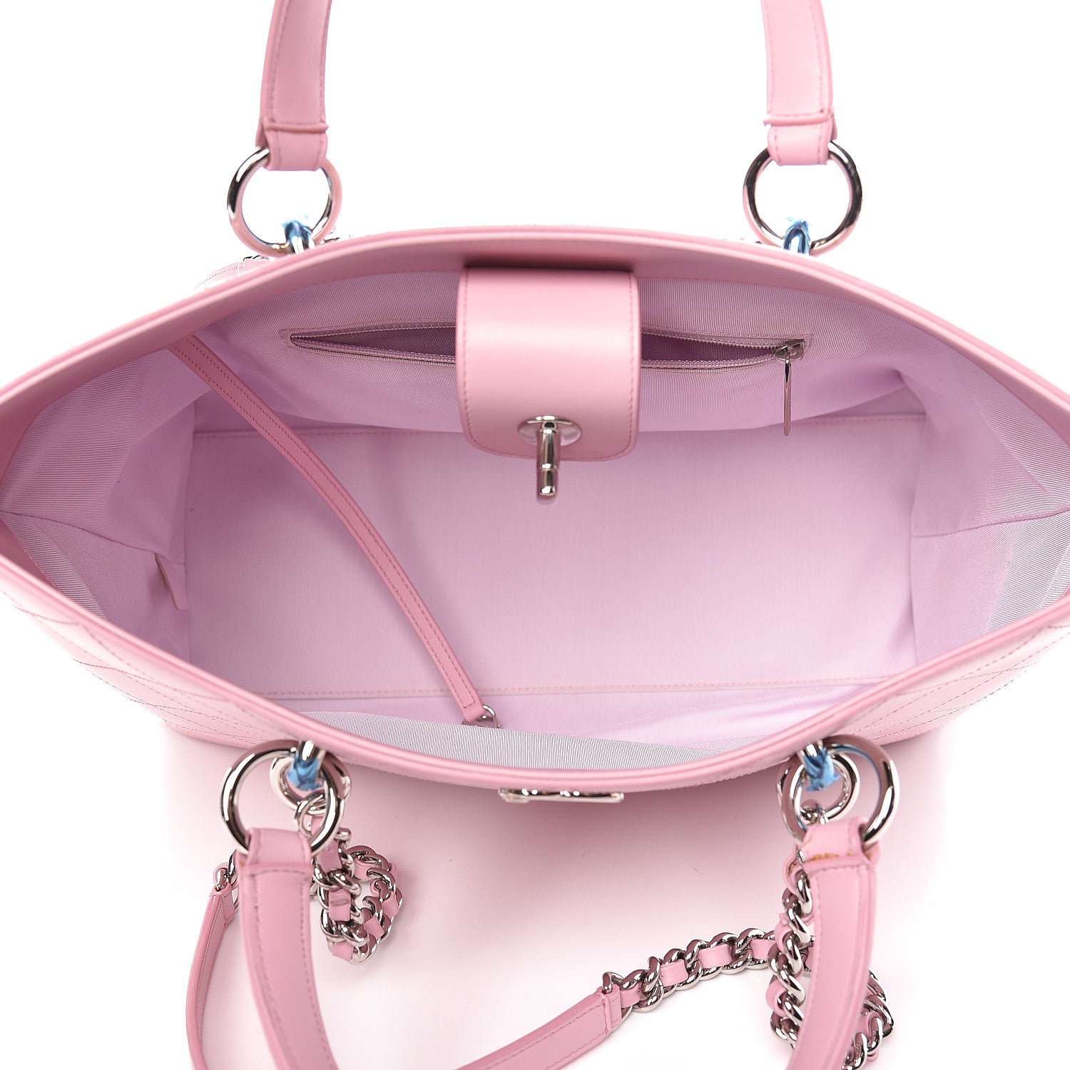 Chanel Calfskin Stitch Medium Ring My Bag Shopping Tote Pink 5 of 11