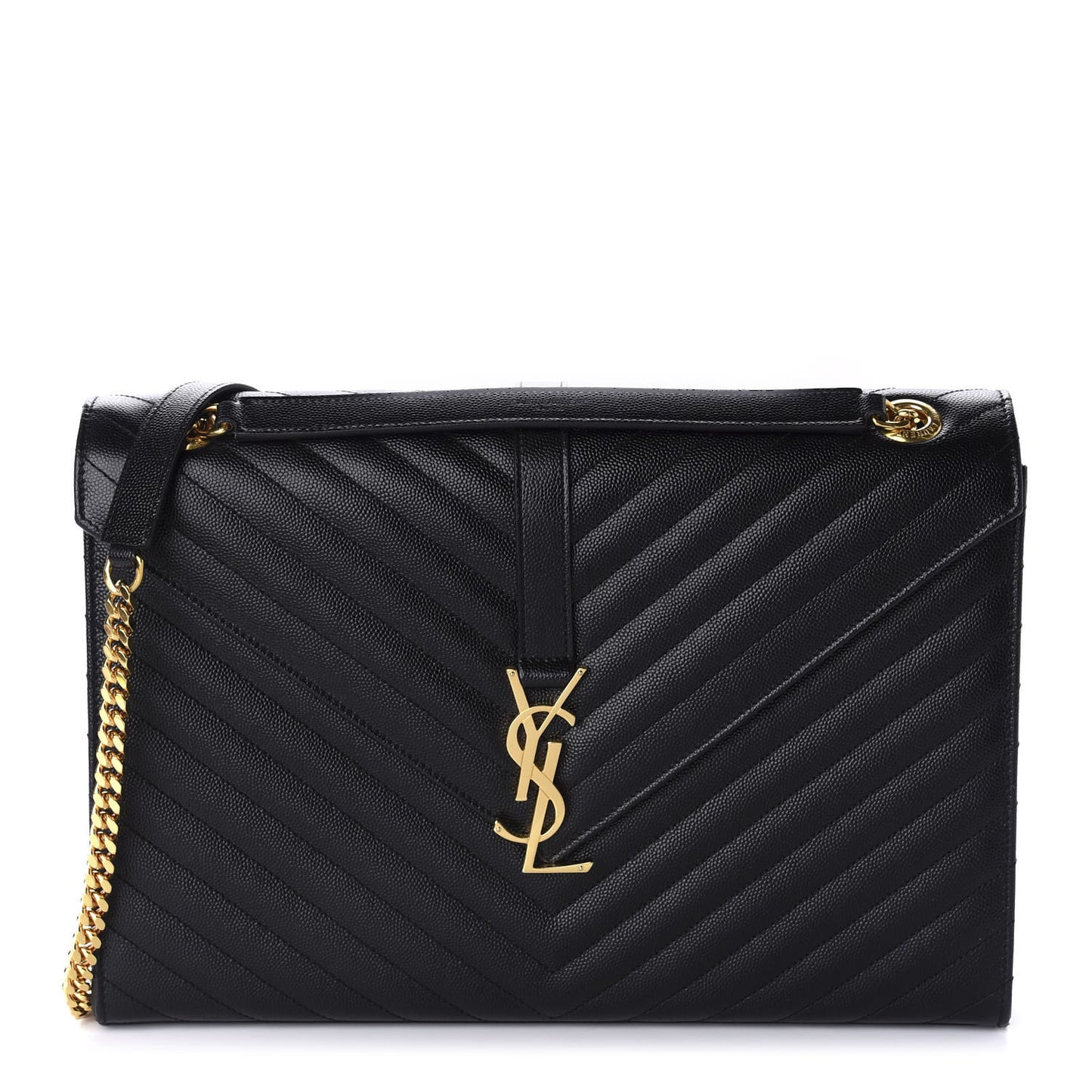 Grain De Poudre Matelasse Chevron Large Monogram Satchel Black