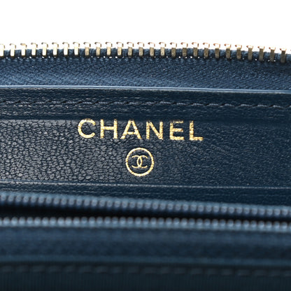 Chanel Lambskin Quilted 19 Small Zip Around Wallet Blue 6 of 8