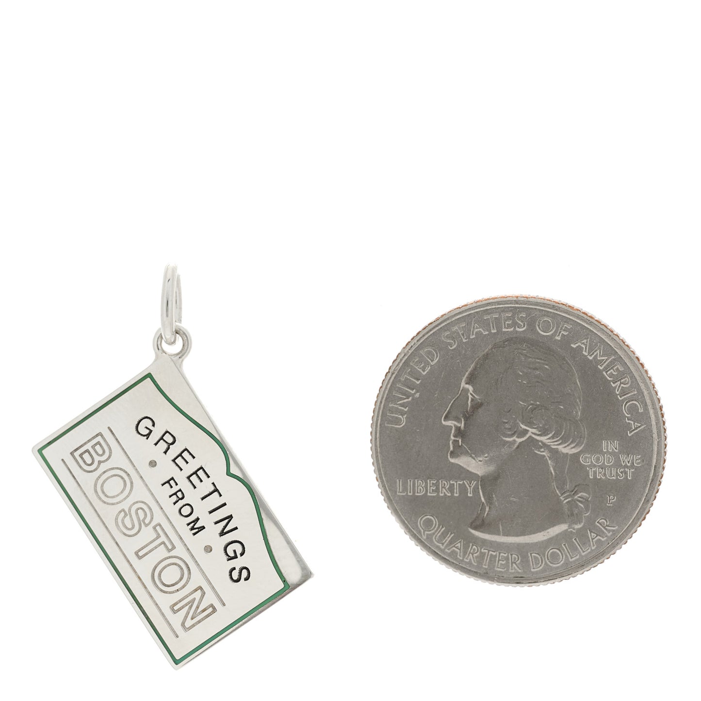 Sterling Silver Enamel Boston Postcard Charm Blue
