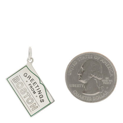 Tiffany Sterling Silver Enamel Boston Postcard Charm Blue 2 of 4
