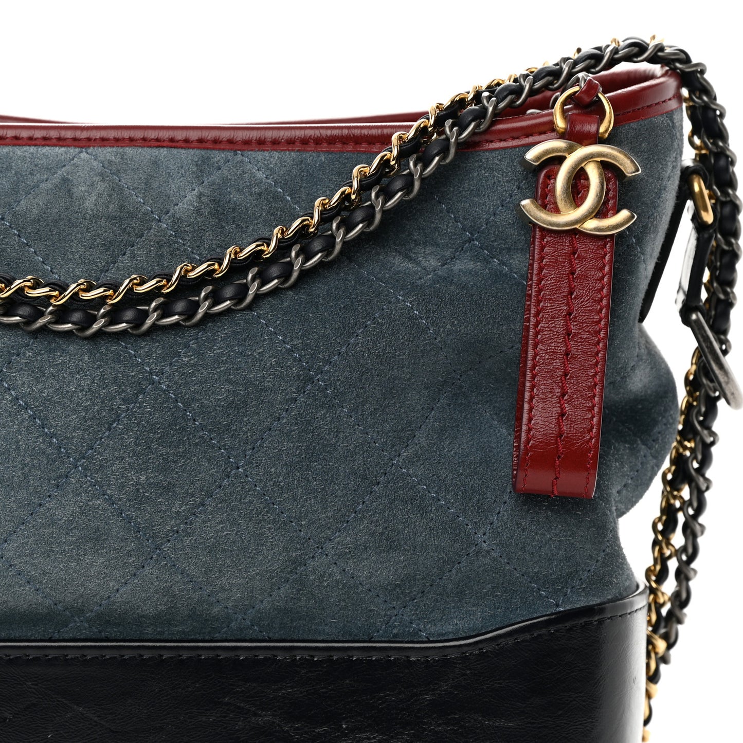Suede Calfskin Quilted Medium Gabrielle Hobo Blue