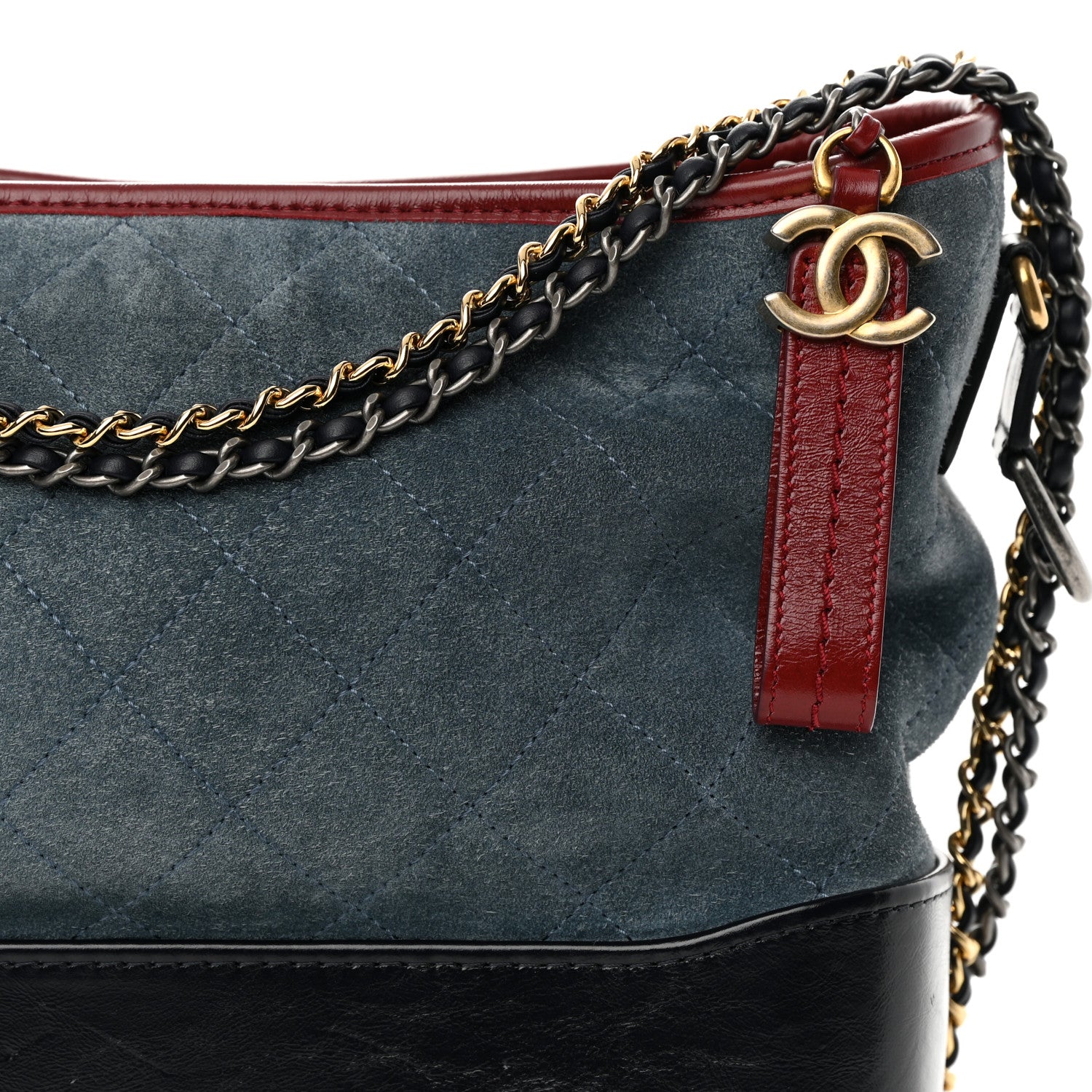 Chanel Suede Calfskin Quilted Medium Gabrielle Hobo Blue 8 of 18