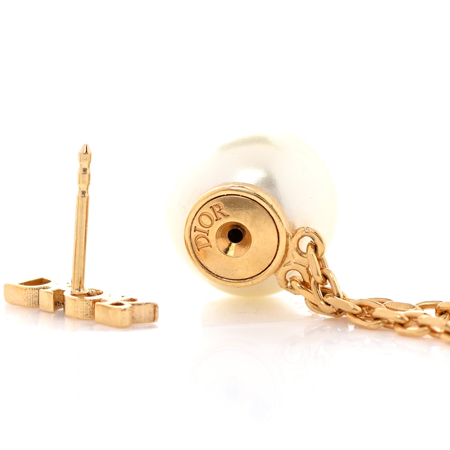 Pearl Crystal Tribales Dangle Chain Earrings Gold