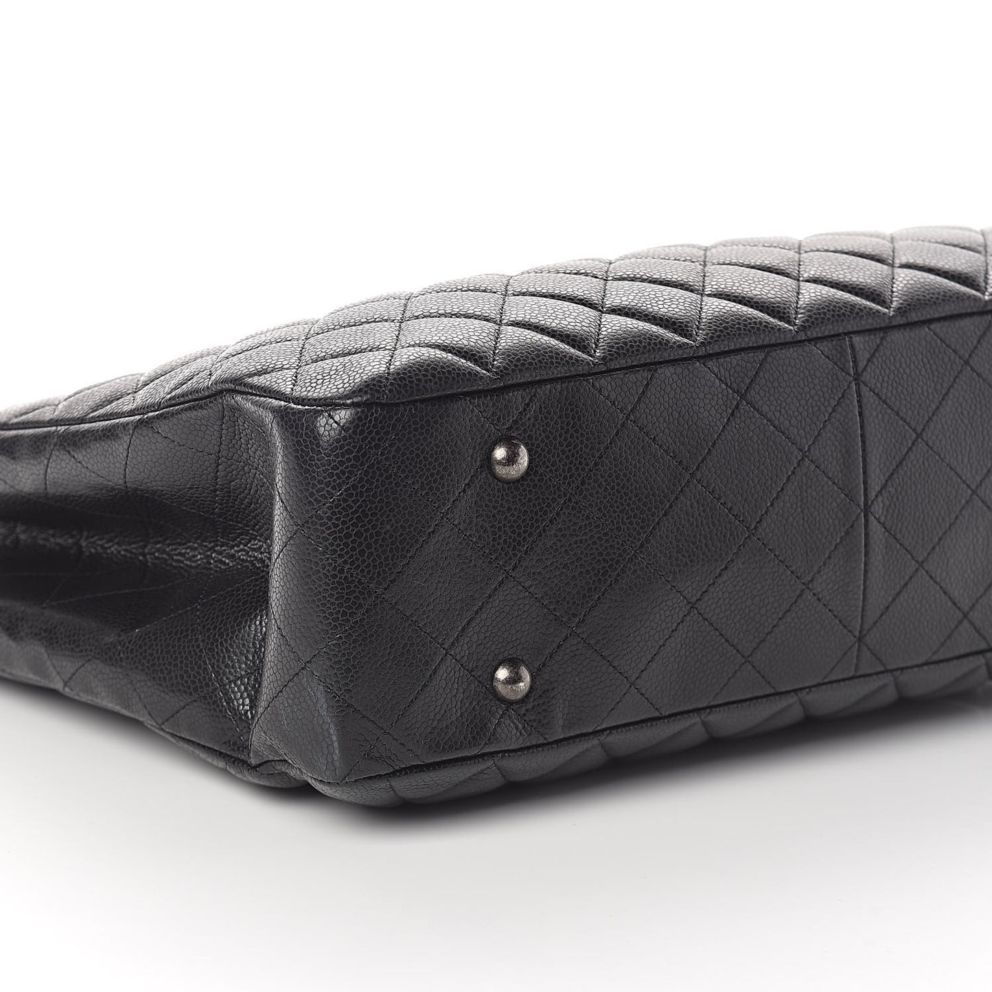 Calfskin Quilted Large CC Shopping Tote Black