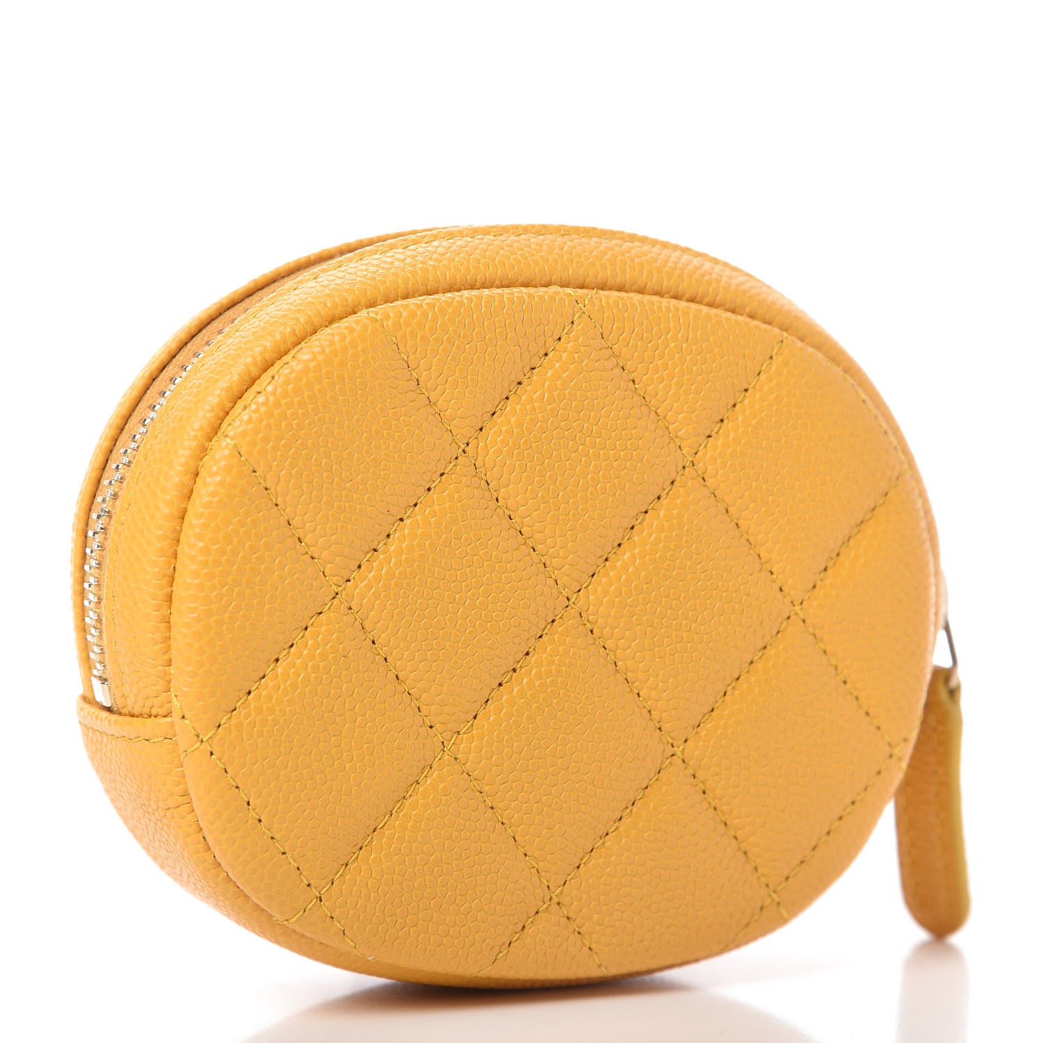 Chanel Caviar Quilted Zip Around Classic Coin Purse Yellow 3 of 10