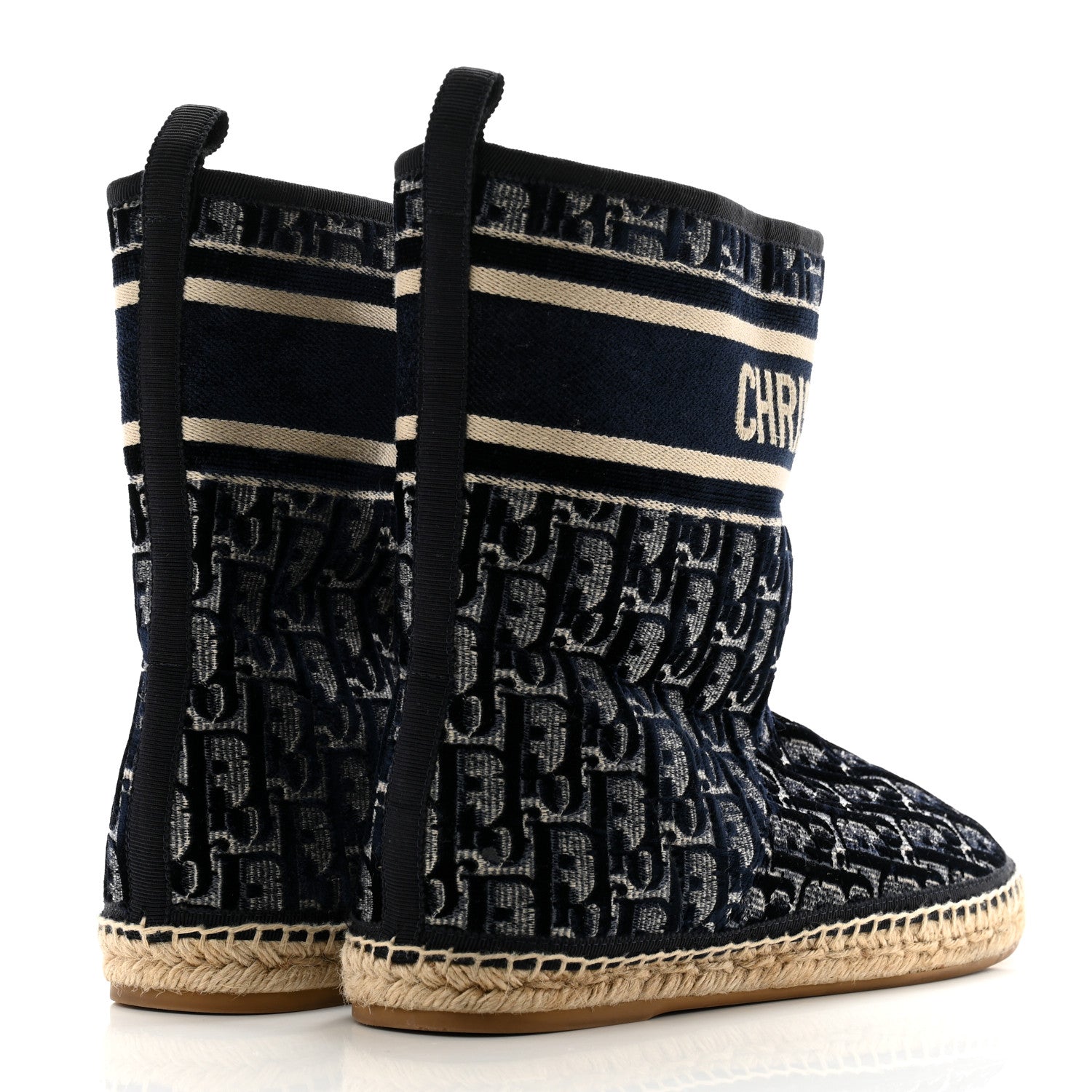 Christian Dior Velvet Oblique Granville Espadrille Boots 38.5 Deep Blue 4 of 8