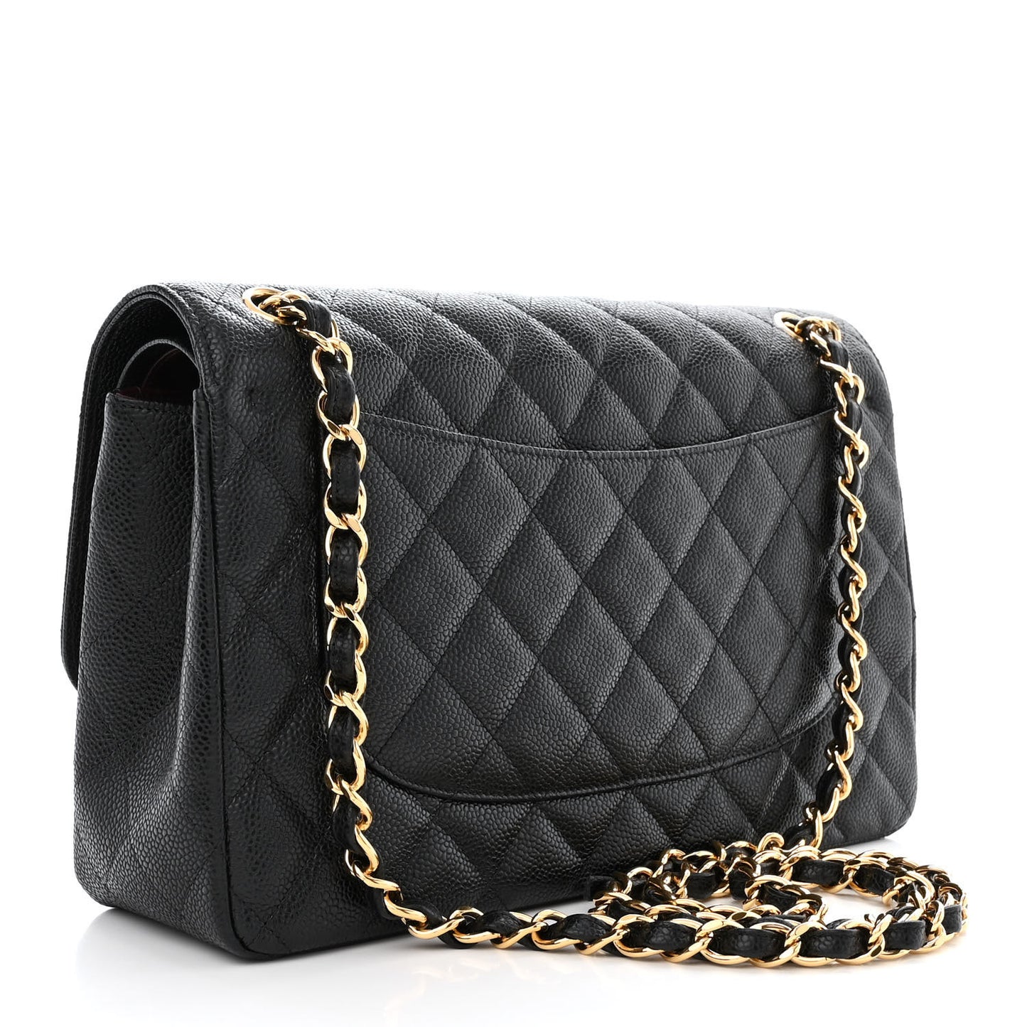 Caviar Quilted Jumbo Double Flap Black