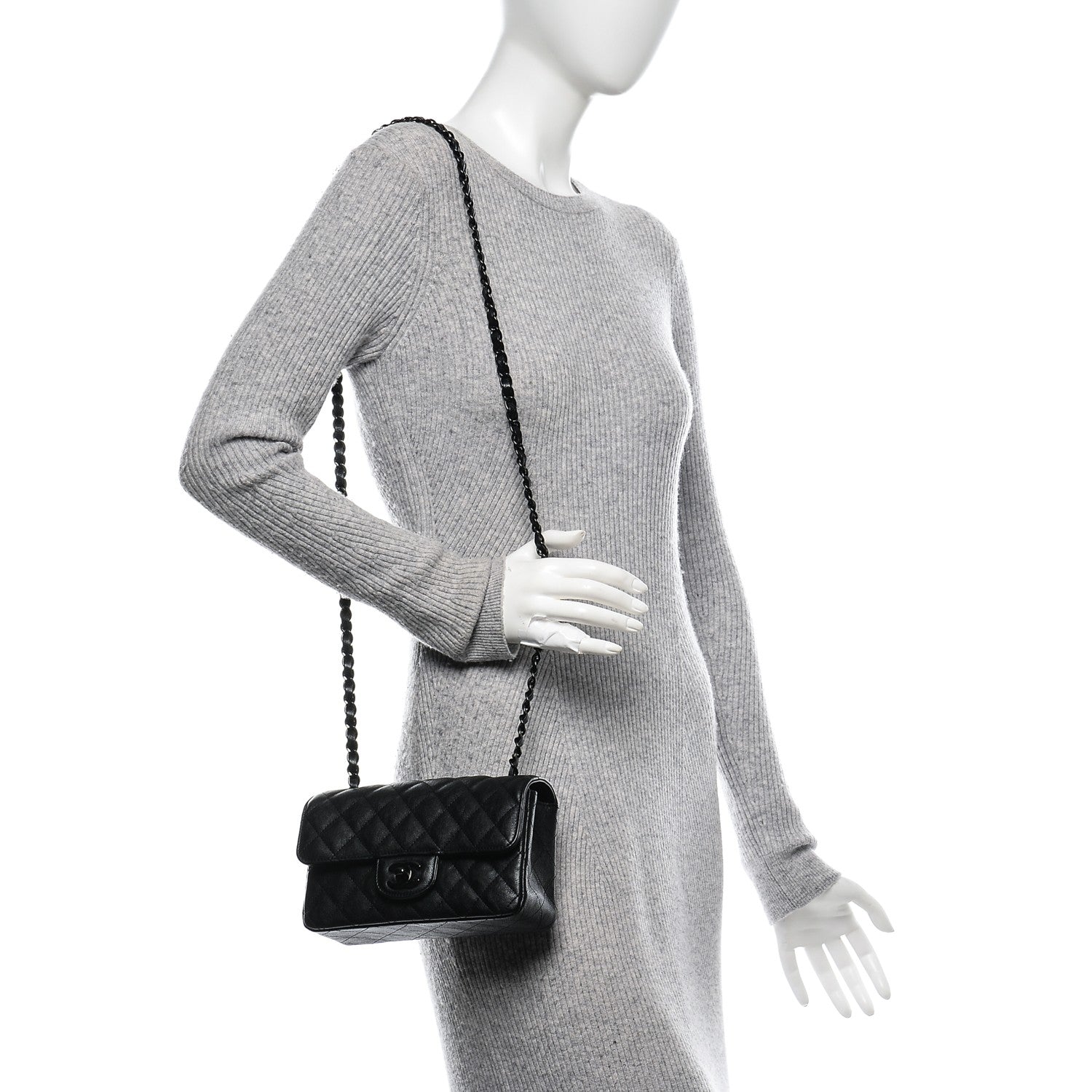 Chanel Crumpled Calfskin Quilted Mini Rectangular Flap So Black 2 of 7