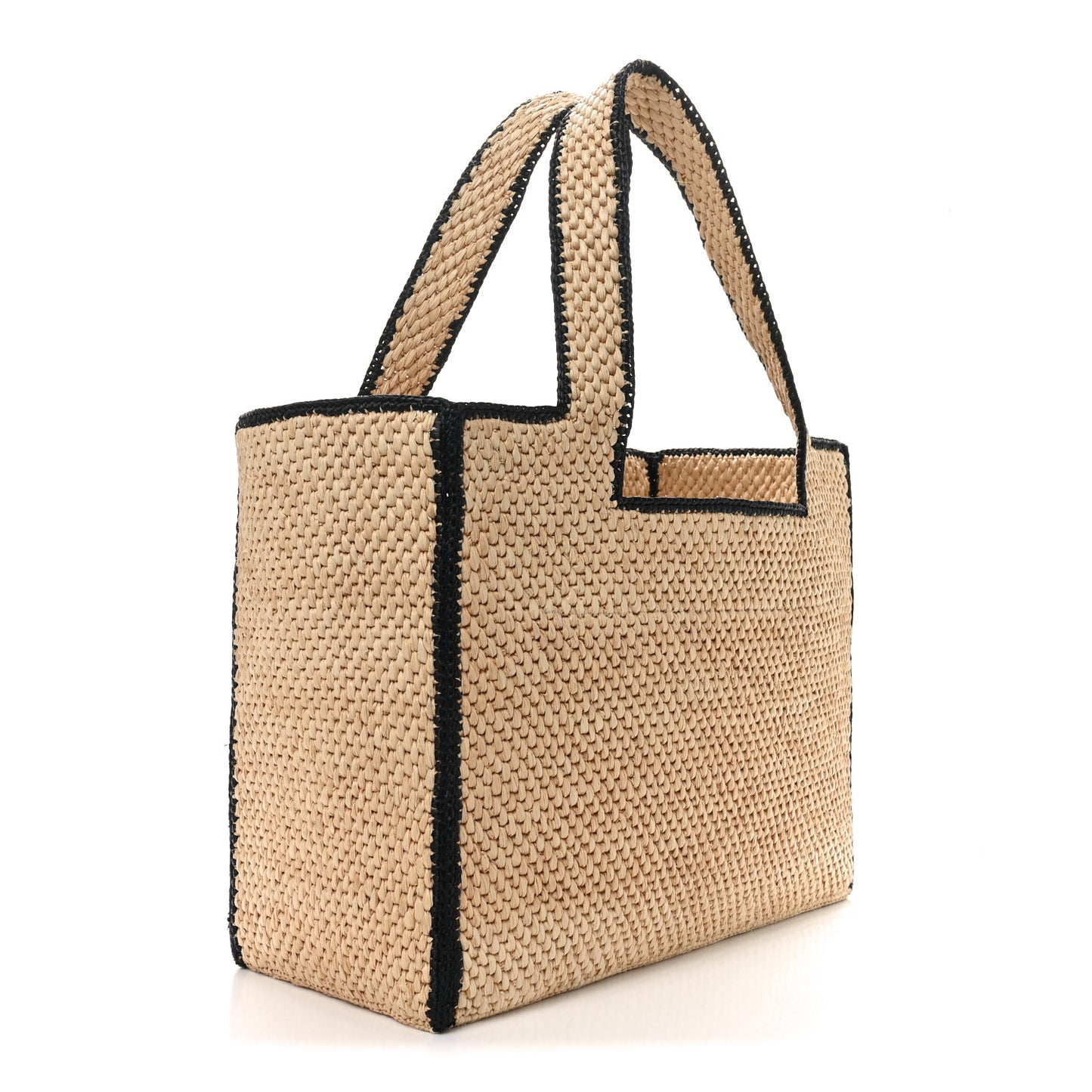 Raffia Large Paula's Ibiza Logo Tote Natural Tan