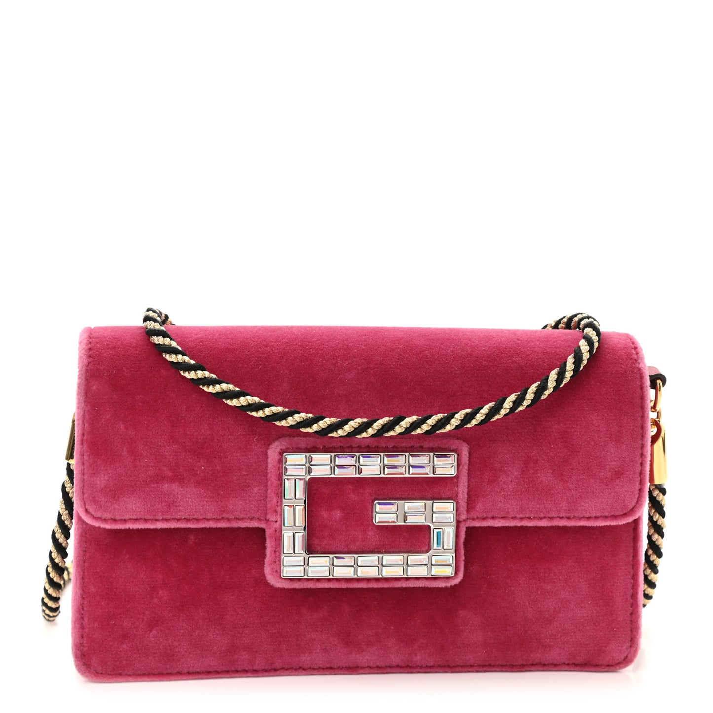 Velvet Crystal Square G Shoulder Bag Light Raspberry Rose