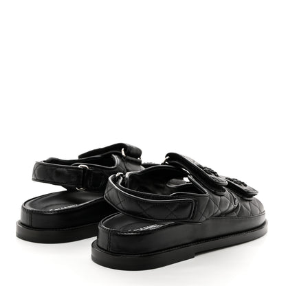 Chanel Lambskin Velcro Dad Sandals 37 So Black 4 of 9