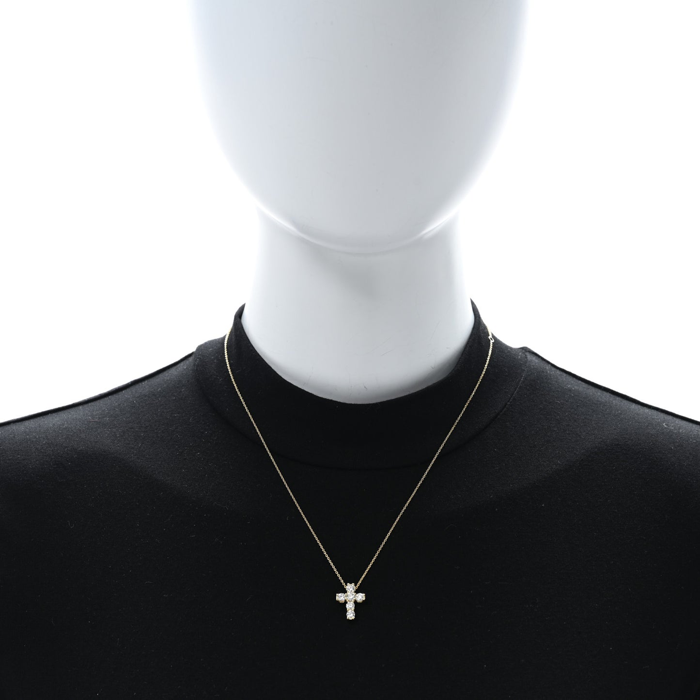 ROBERTO COIN 18K Yellow Gold Diamond Tiny Treasures Square Cross Pendant Necklace