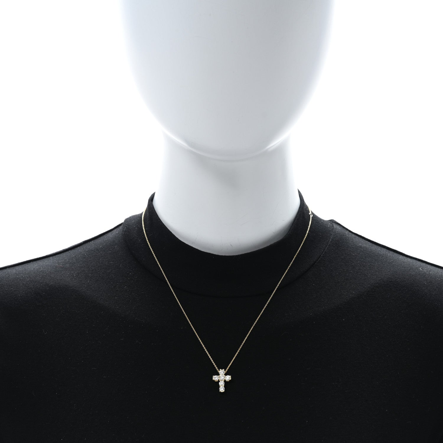 Roberto Coin ROBERTO COIN 18K Yellow Gold Diamond Tiny Treasures Square Cross Pendant Necklace 2 of 5