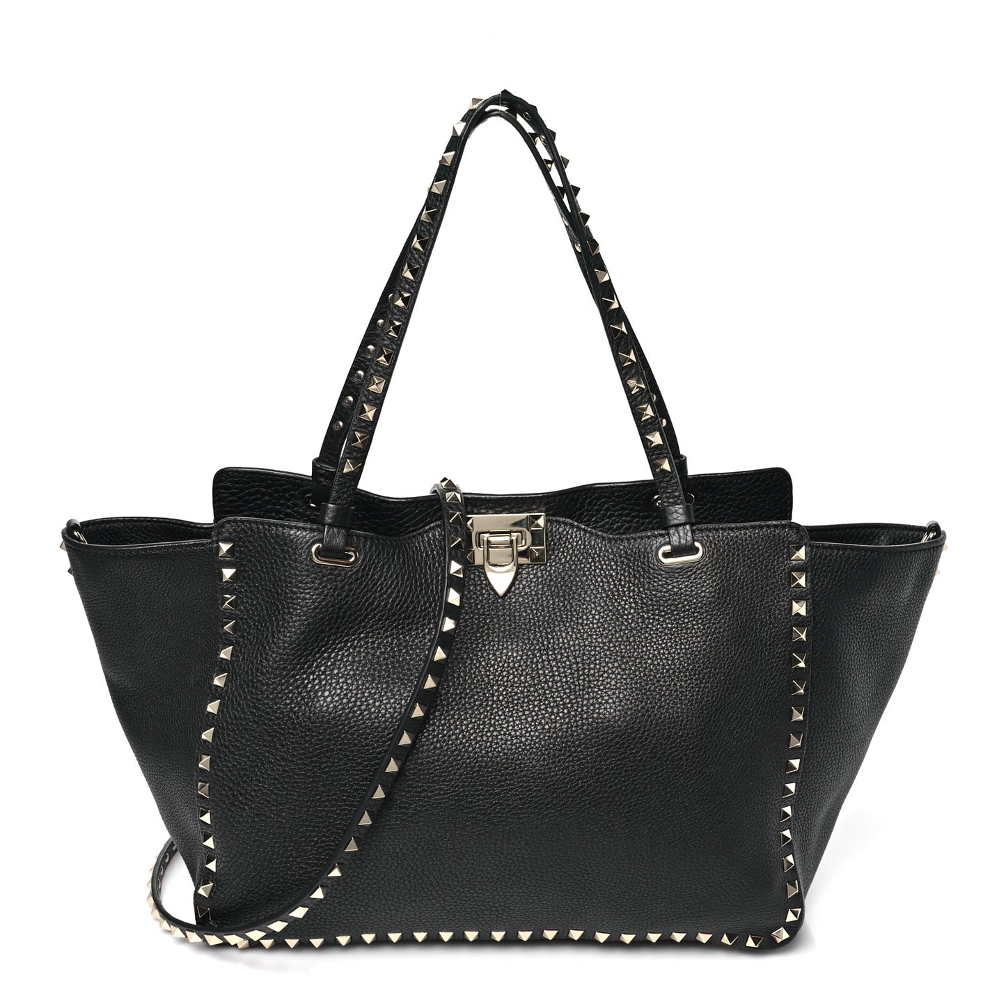 Vitello Medium Rockstud Tote Black