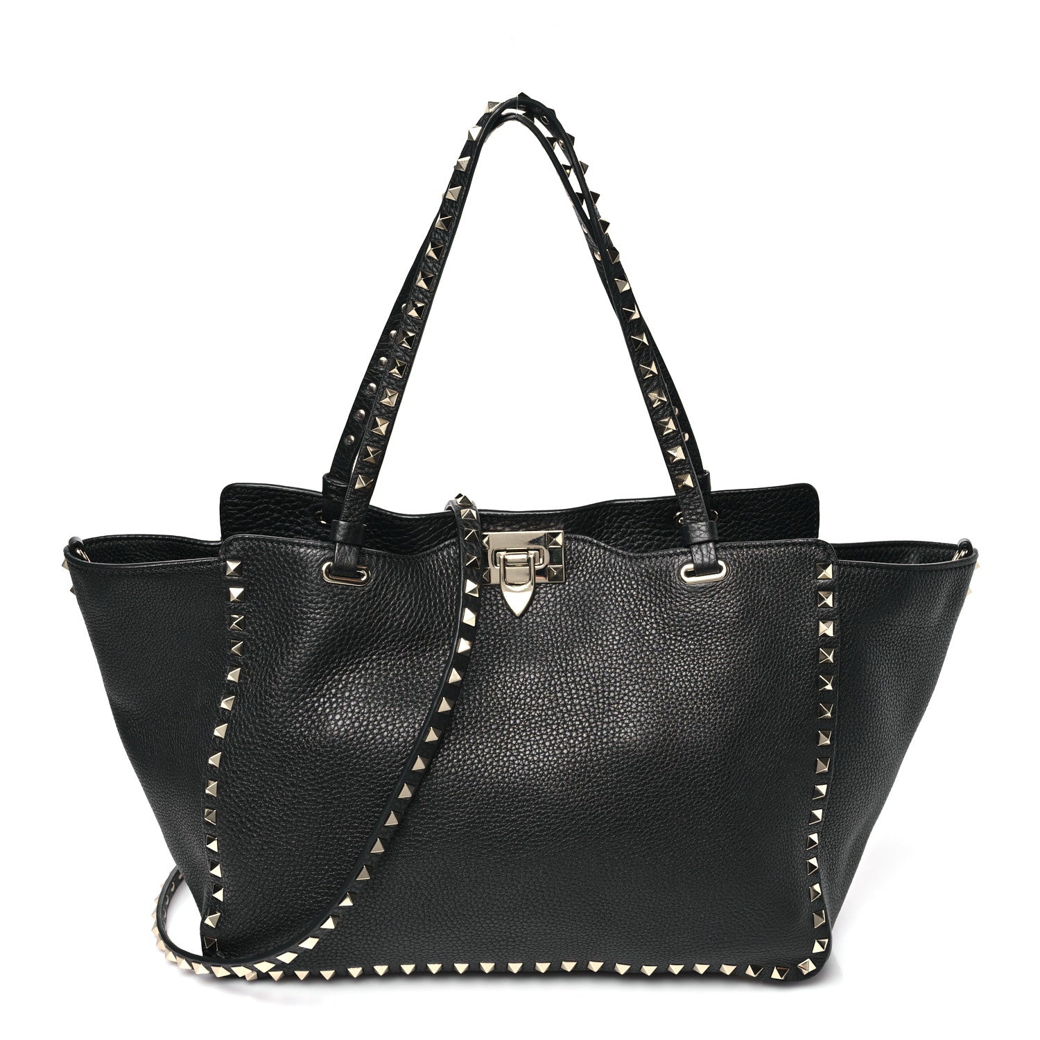 Valentino Garavani Vitello Medium Rockstud Tote Black 1 of 9