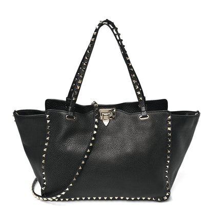 Valentino Garavani Vitello Medium Rockstud Tote Black 1 of 9