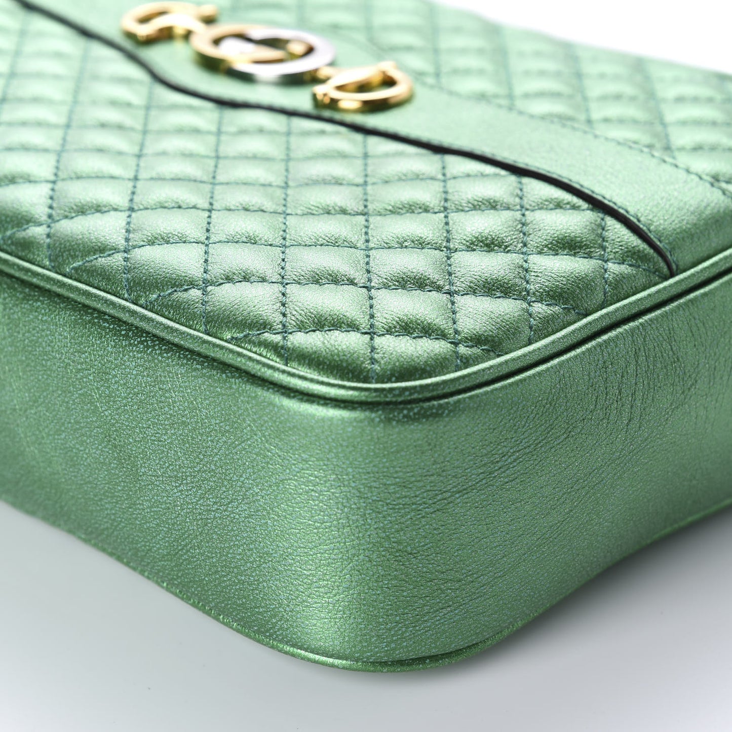 Laminated Nappa Trapuntata Small Zumi Shoulder Bag Jasmine Green