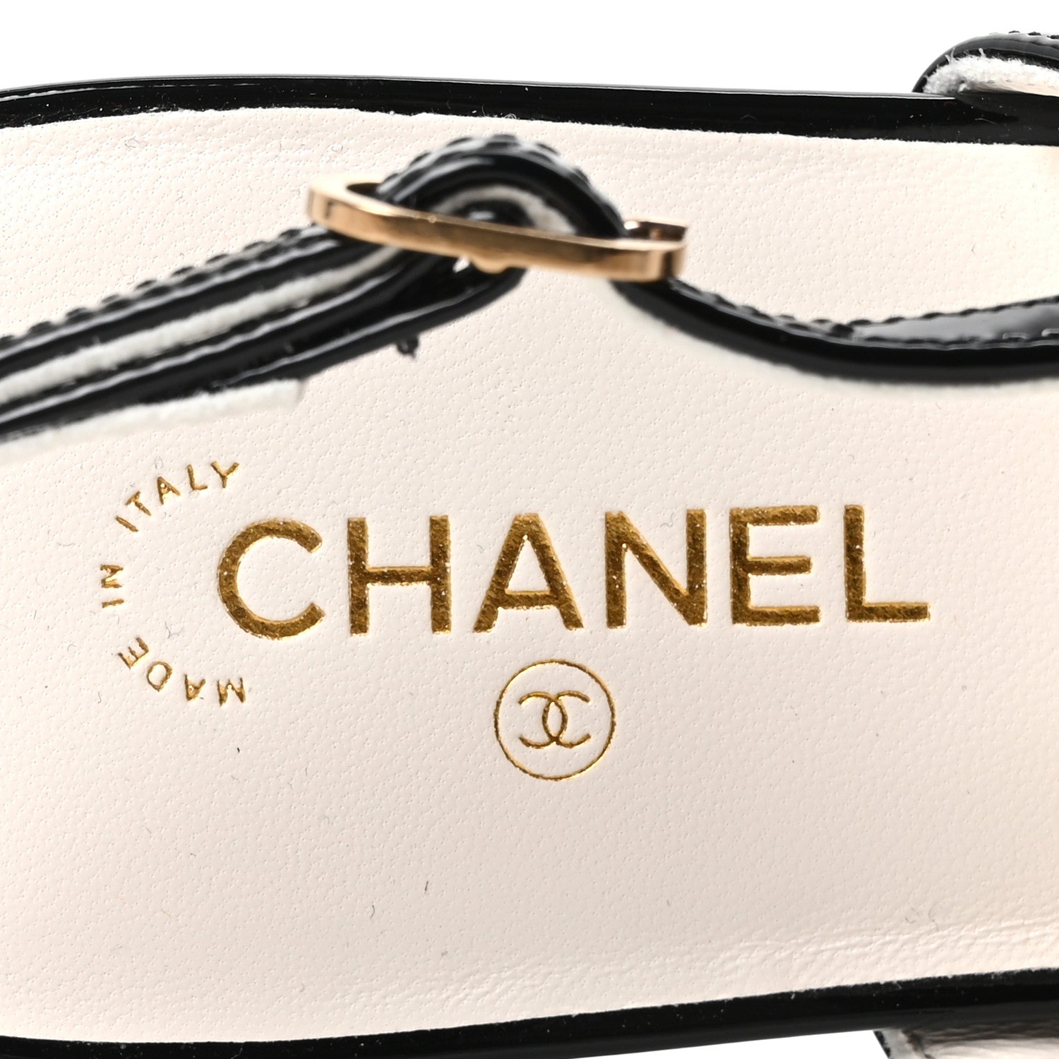 Chanel Lambskin Patent Calfskin CC Square Toe Slingbacks 39 White Black 8 of 10