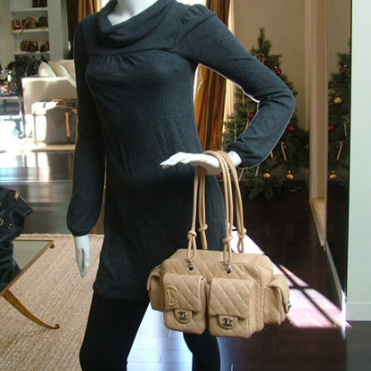 Chanel Calfskin Quilted Small Cambon Multipocket Reporter Beige 2 of 12