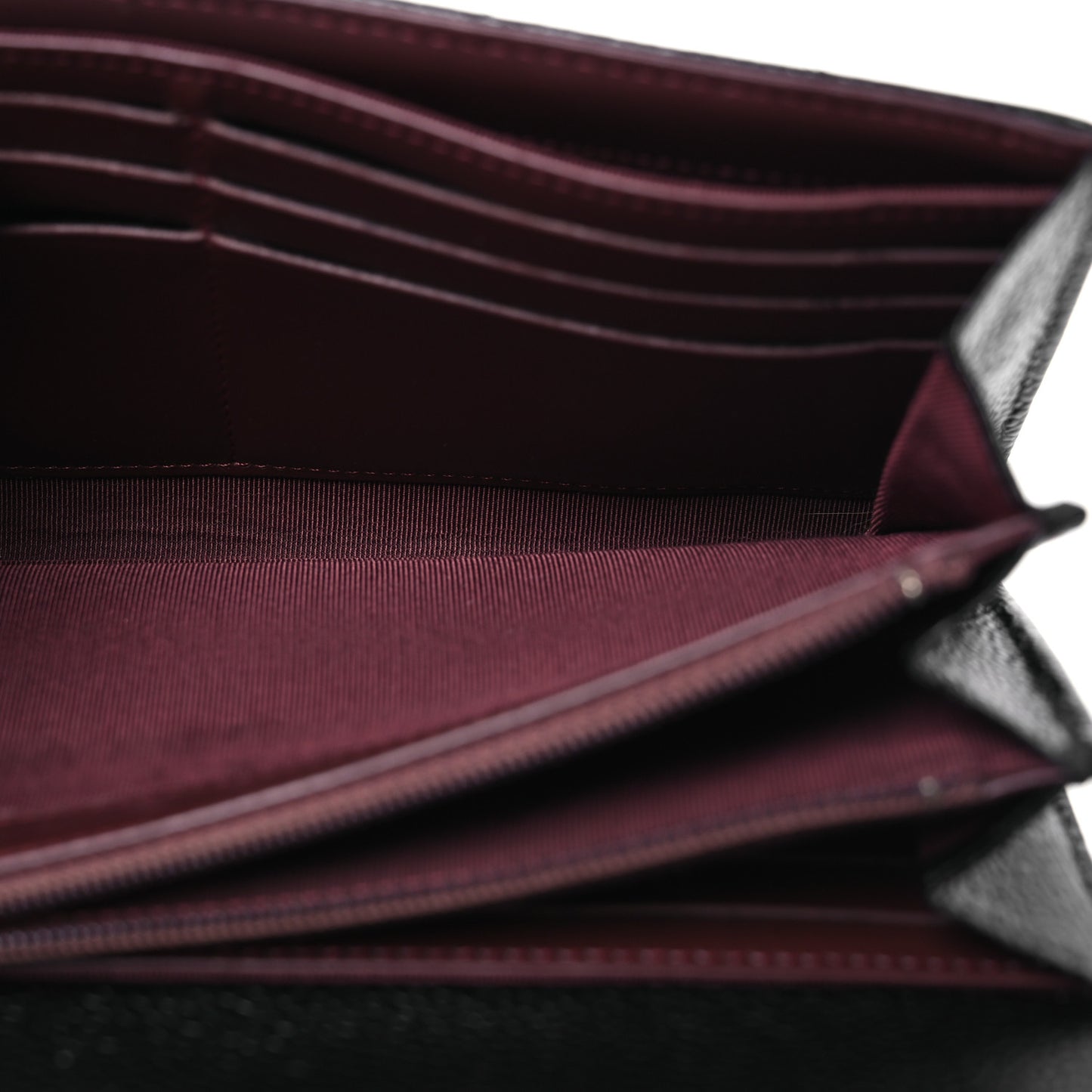 Caviar Quilted Large Gusset Flap Wallet Black