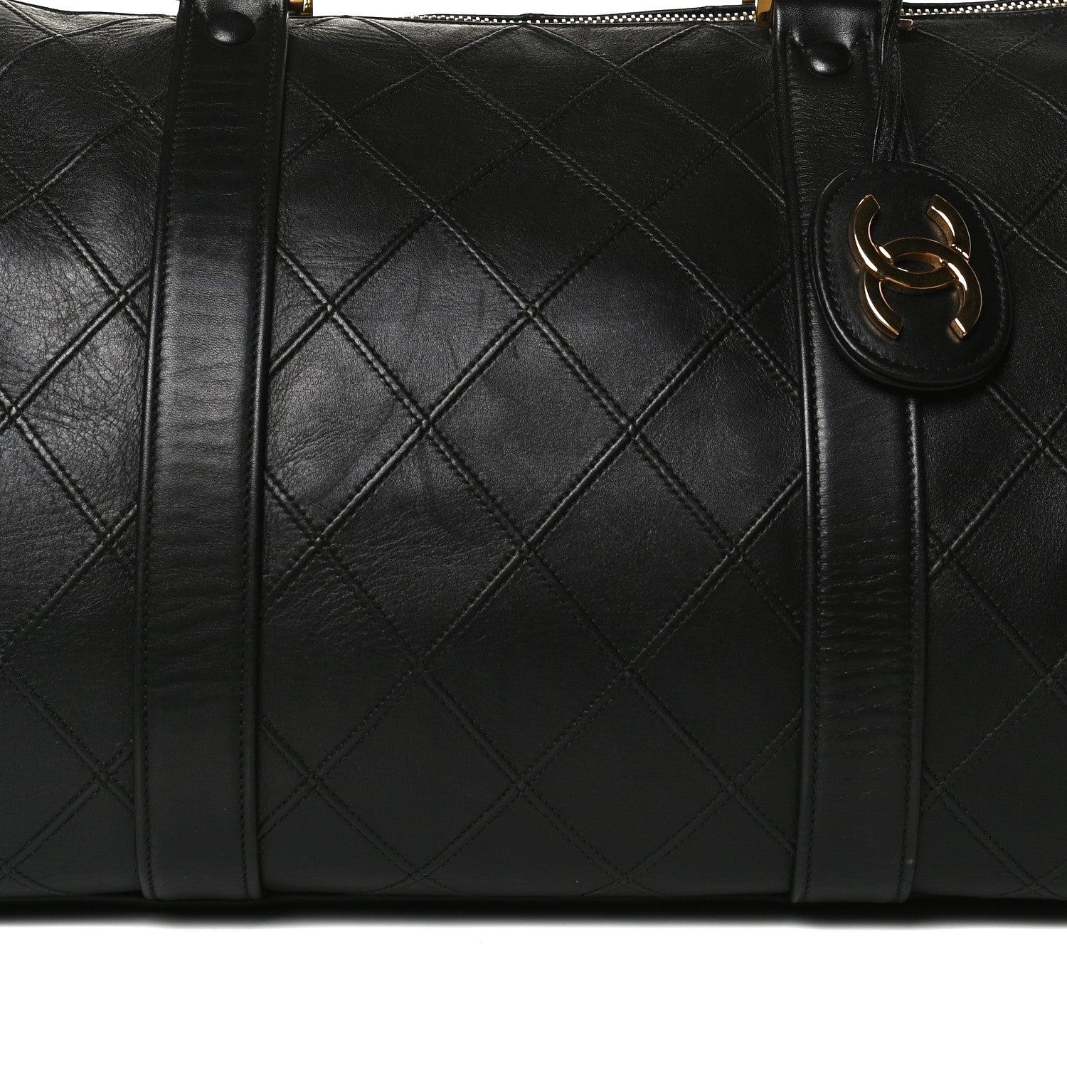 Chanel Calfskin Stitched CC Boston Black 8 of 16
