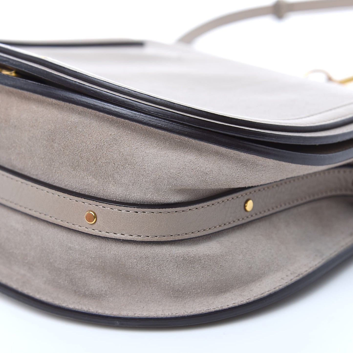 Calfskin Suede Medium Nile Bracelet Bag Motty Grey