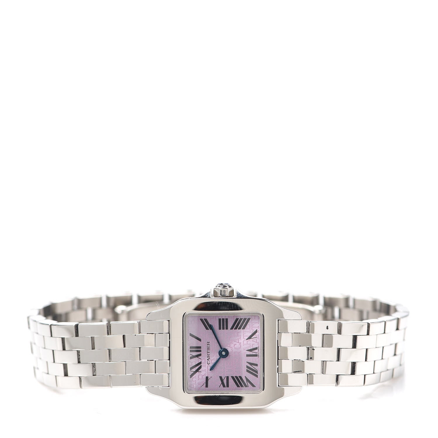 Cartier Stainless Steel Pink Mother of Pearl 20mm Santos Demoiselle Quartz Watch 2 of 5