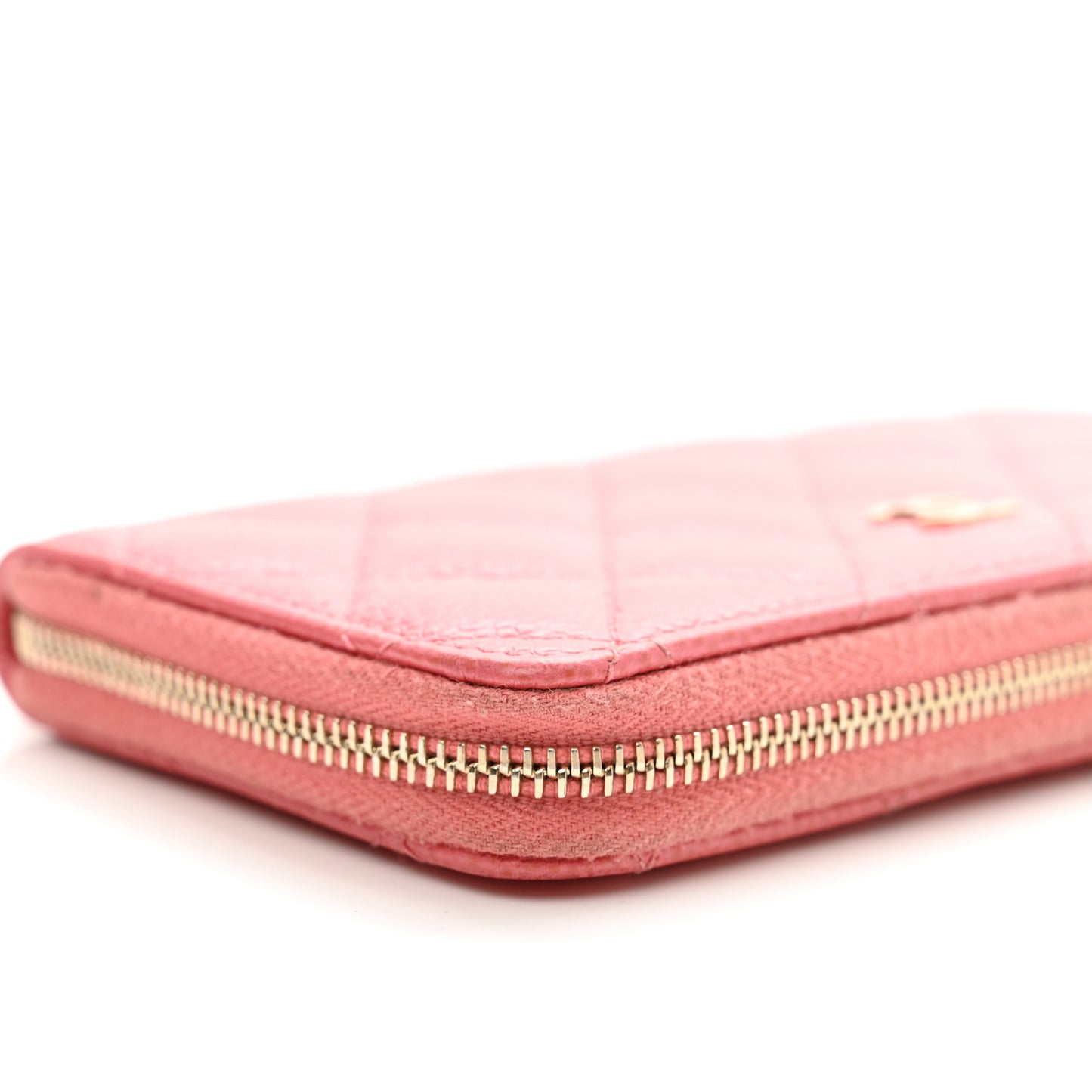 Caviar Quilted Medium Zip Around Wallet Pink